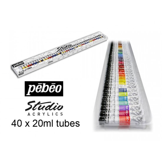 Set of 40 x 20ml with Brush Pebeo Studio Acrylic Paint pebeo